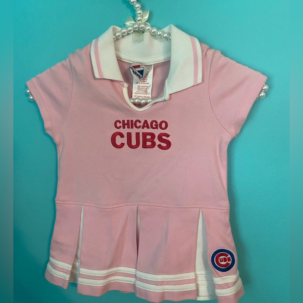 #900 NWT Girls Majestic MLB Chicago Cubs Mini Cheerleading Dress Size 24 Months